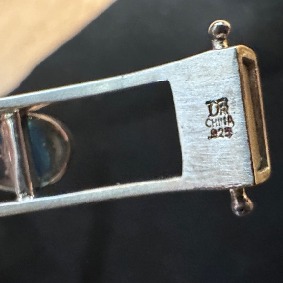 Turquoise and sapphires set in sterling silver bangle bracelet by Jay King - Picture 3 of 8